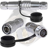 Комплект быстросъемного разъема push-pull кабель-кабель RUICHI SR1210/MF2P. 2-х   контактный. диаметр кабеля 4-6 мм. 10 А. 250 В. IP67. -55…+85°С. корпус стальной SR1210/MF2P