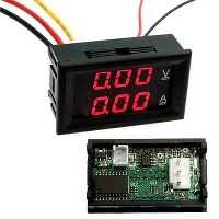 Цифровой LED вольт-амперметр однофазный RUICHI. 0-100 В. 0-10 A. подсветка красная